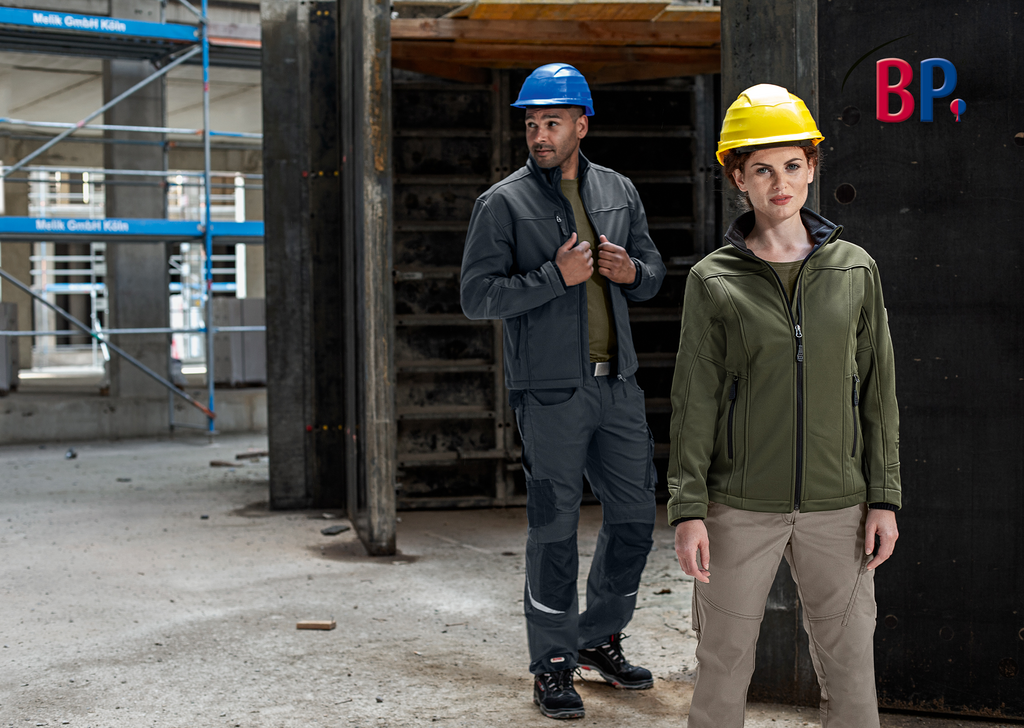 Bau, Arbeitskleidung, Helm, Jacke, Hose