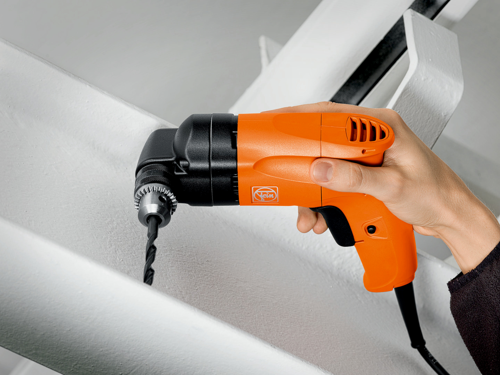 Akkuschrauber, Bohrmaschine, Orangene Farbe, Handgehalten, Kabelbetrieben