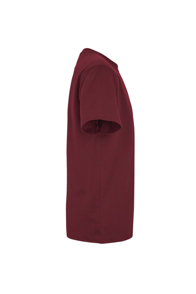 T-Shirt, Kurzarm, Burgunderrot, Unifarben, Stoff