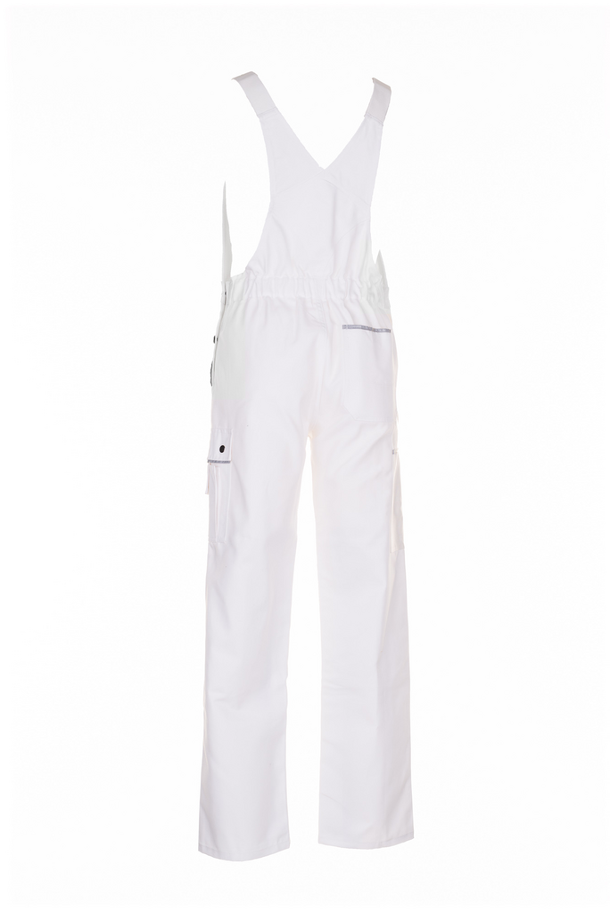 gesamtweiß, Hosenträger, Cargo-Taschen, Jumpsuit, weiße Latzhose