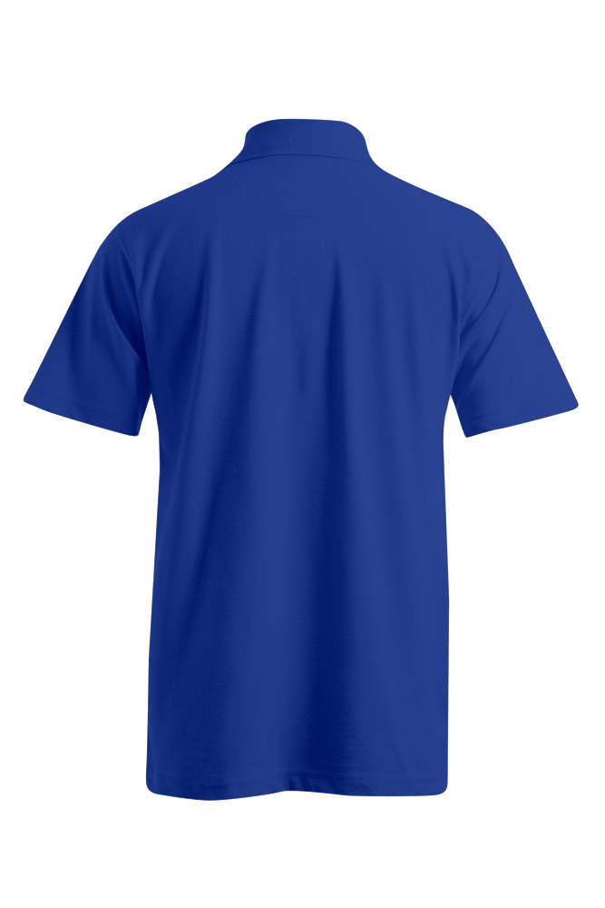 T-Shirt, Short sleeve, Plain blue, Collar, Back view