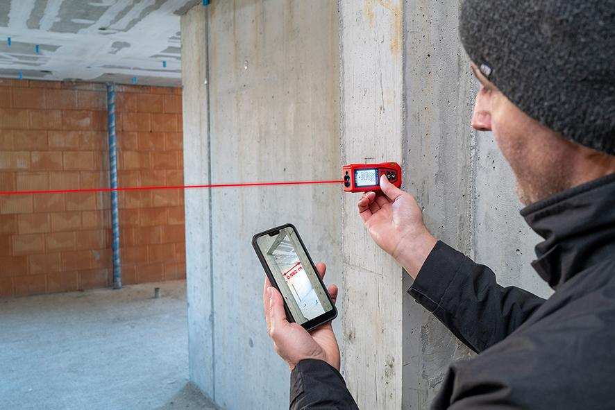 Laserentfernung, Laserlinie, Bauwerk, Messgerät, Smartphone