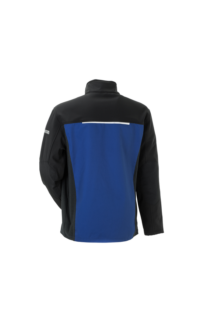 jacke, softshell, blau, reflexband, reverskragen