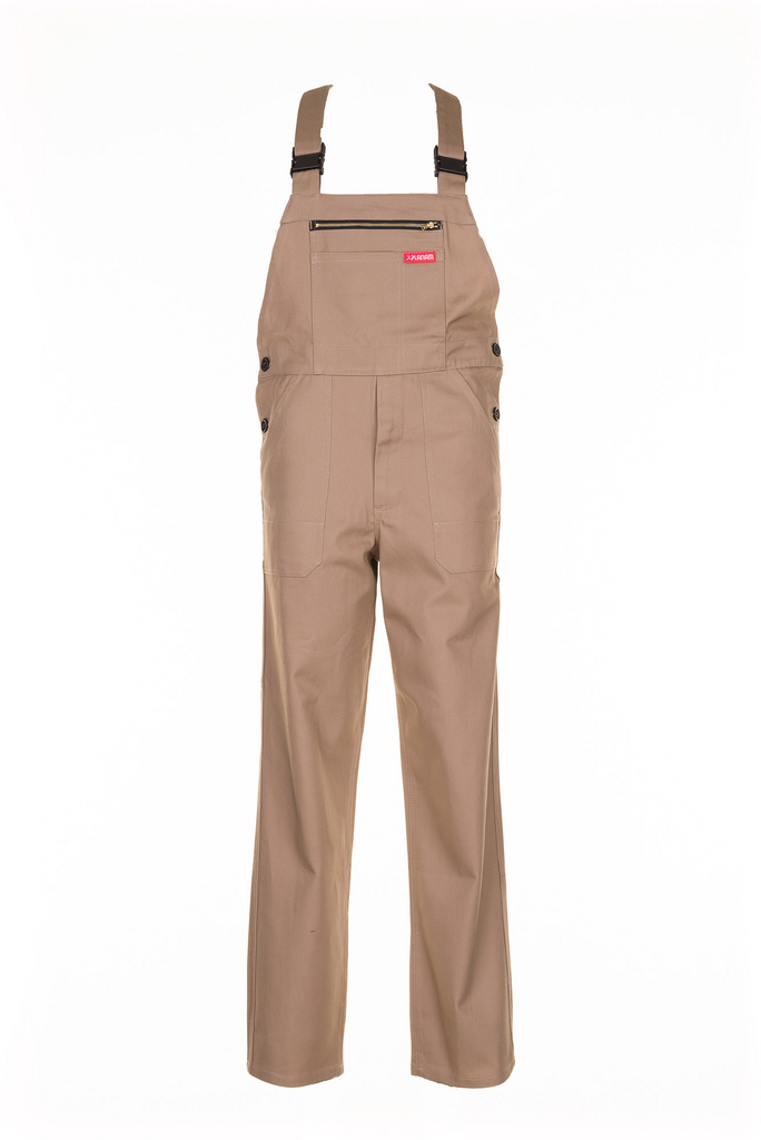 Overall, Beige, Jumpsuit, Suspender pants, Zipper pocket