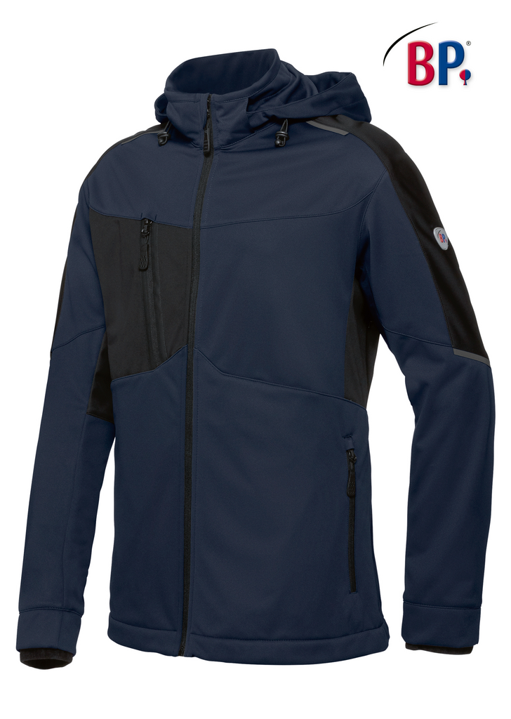Softshell, Jacke, Kapuze, Reißverschluss, Navy