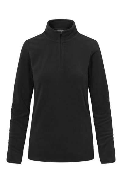 Langarm, Halfzip, Fleece, Schwarz, Pullover