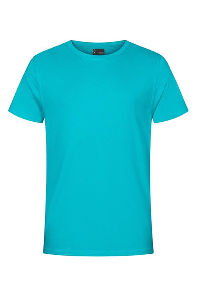 T-Shirt, Kurzarm, Uni-Farbe, Türkisblau, Baumwolle