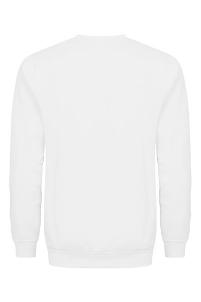 Pullover, Rundhals, Langarm, Weiß, Baumwollmix