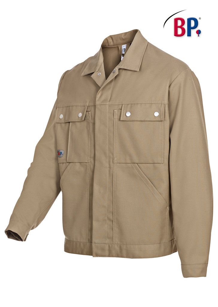 Jacke, Arbeitsjacke, Kernfarbe: Khaki, Knopfleiste, Brusttaschen