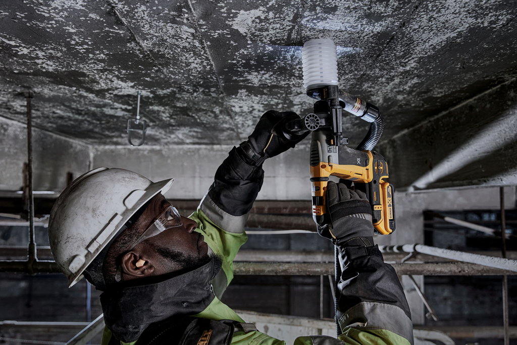 bohrer, baustelle, arbeiter, schutzhut, bohrmaschine