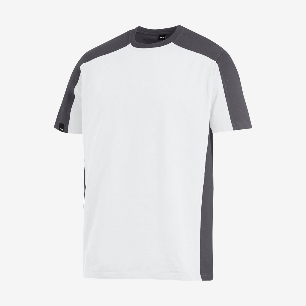 T-Shirt, Kurzarm, Zweifarbig, Grau, Weiß