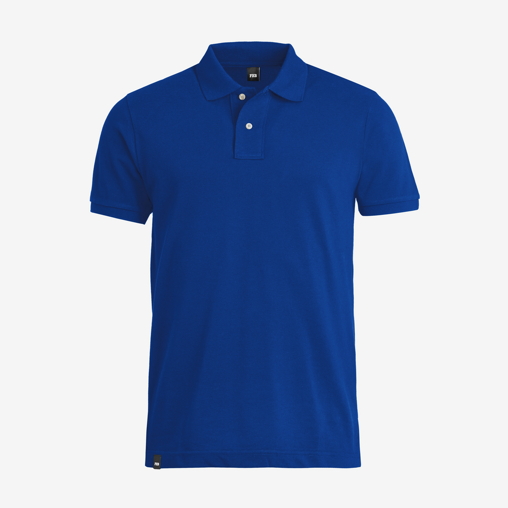 polohemd, kurzarm, Kragen, blau, Piqué-Strick