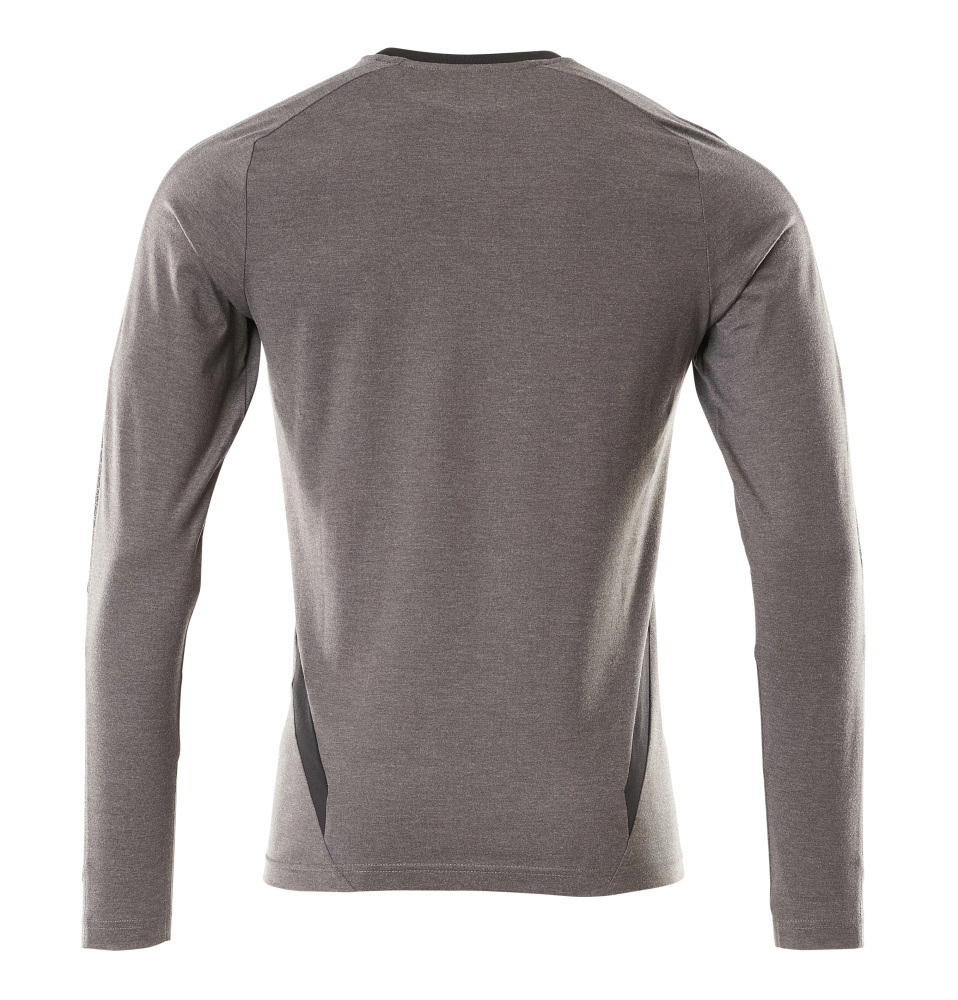 Langarmshirt, Rundhals, grau, Rückenansicht, Sportshirt