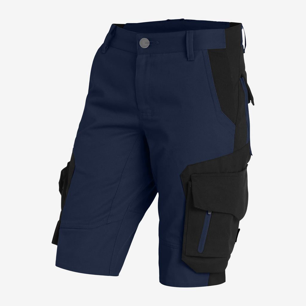 kurz shorts, cargo shorts, knielang, multitaschen, marineblau