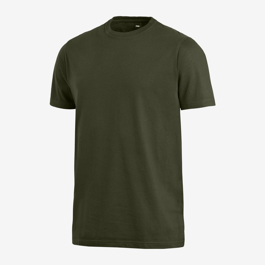 T-Shirt, Kurzarm, Uni, Olive, Baumwolle