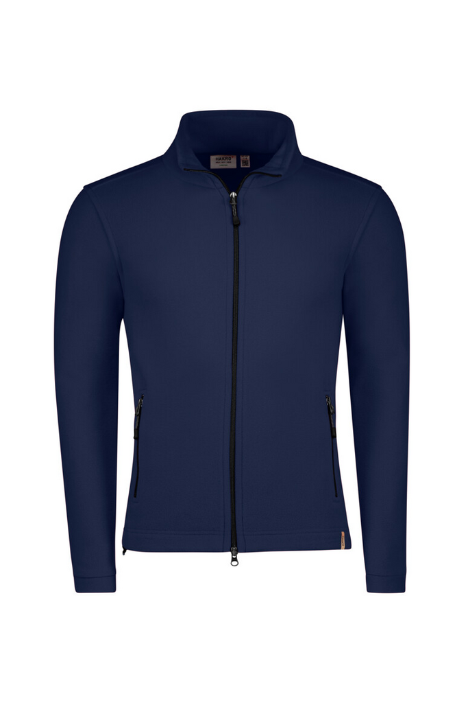 Fleece-Jacke, Reißverschluss, Standkragen, Langarm, Navyblau