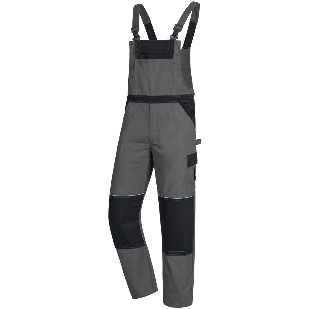 Arbeits overall, Latzhose, Bequeme Hose, Schwarz/Grau Kontrast, Trägerhose