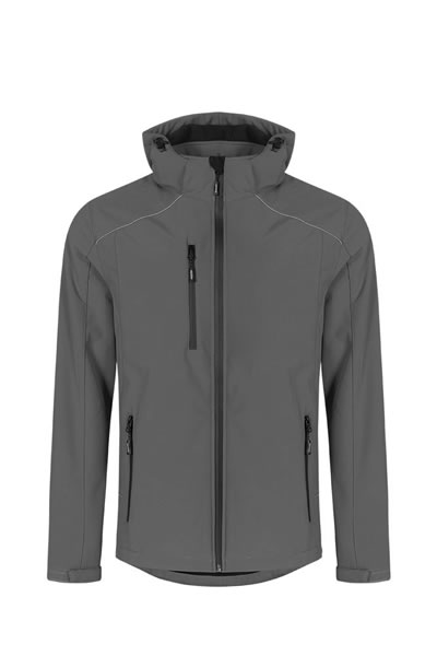 jacke, softshell, reissverschluss, kapuze, grau