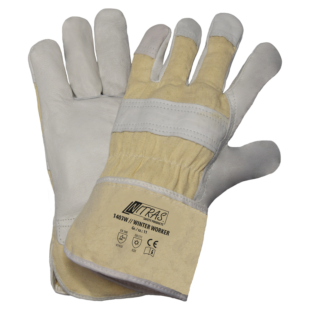 Schutzhandschuh, Arbeitshandschuh, Winterarbeit, Lederhandschuh, Beige-Grau, Arbeitshandschuhe, Lederhandschuhe, Winterhandschuhe, Sicherheits-Handschuhe, gepaddete Handschuhe