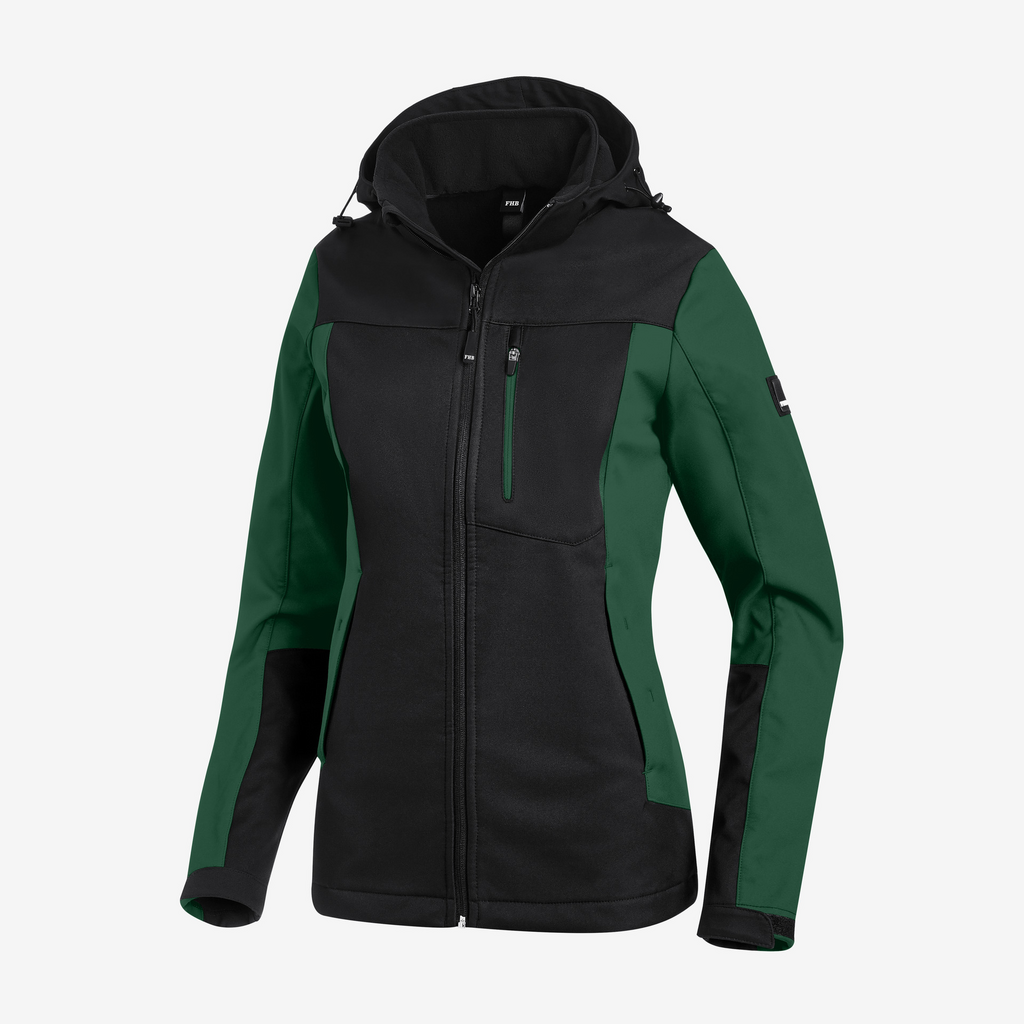 Herrenjacke, Softshell, Schwarz, Grün, Reissverschluss