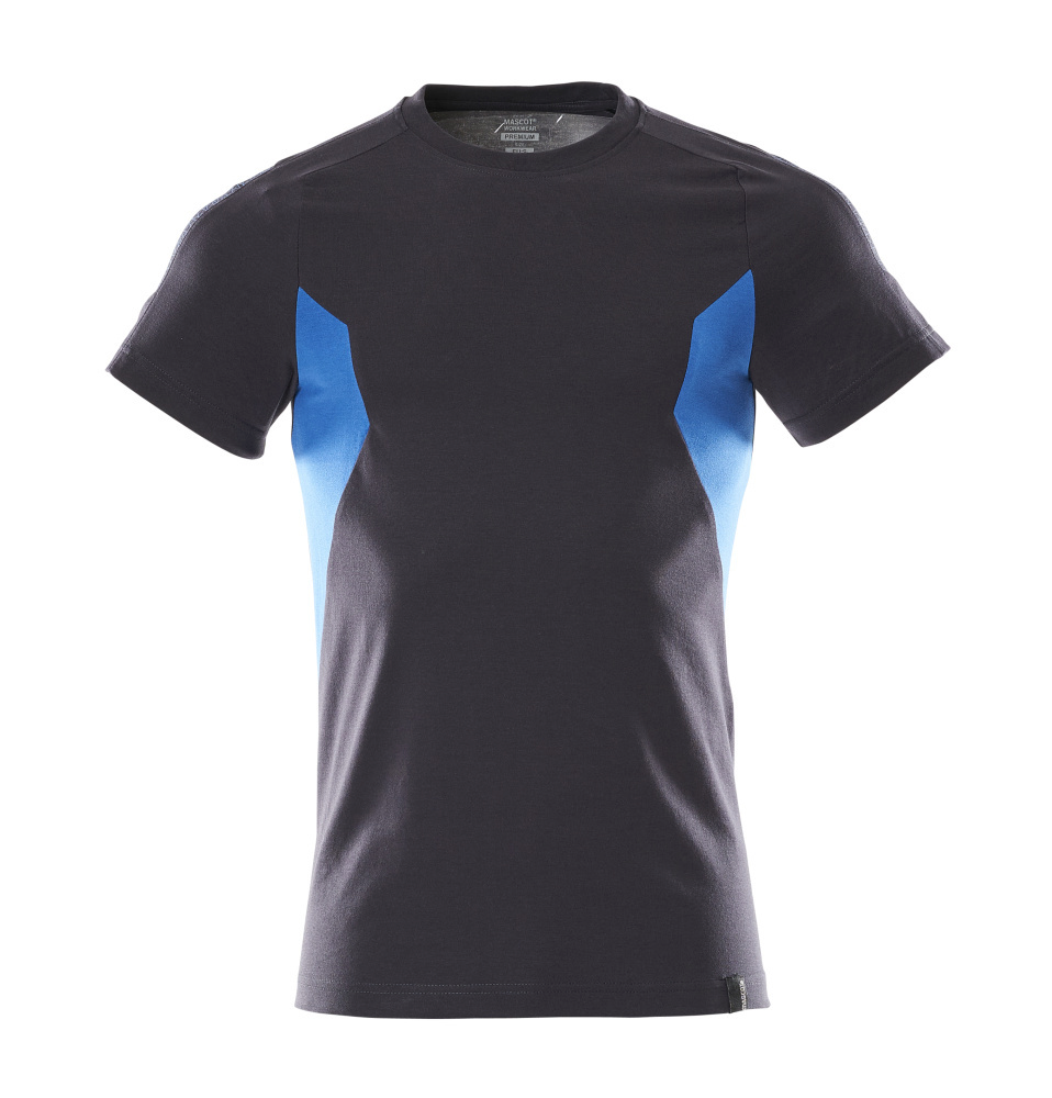 T-Shirt, Shortsleeve, Schwarz, Blaue Einsätze, Rundhalsausschnitt