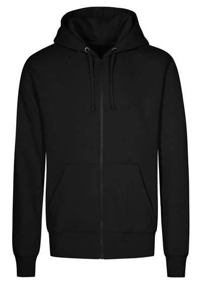 Hoodie, Reißverschluss, Kapuzenpullover, Kängurutasche, Schwarz