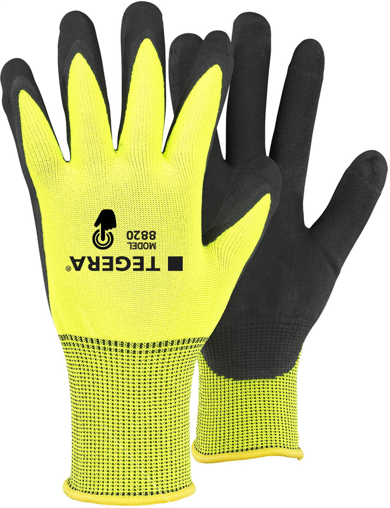 Hosehandschuhe, Sicherheits-Handschuhe, Nitril-Handschuhe, Hi-Vis Gelb, Griffhandschuhe