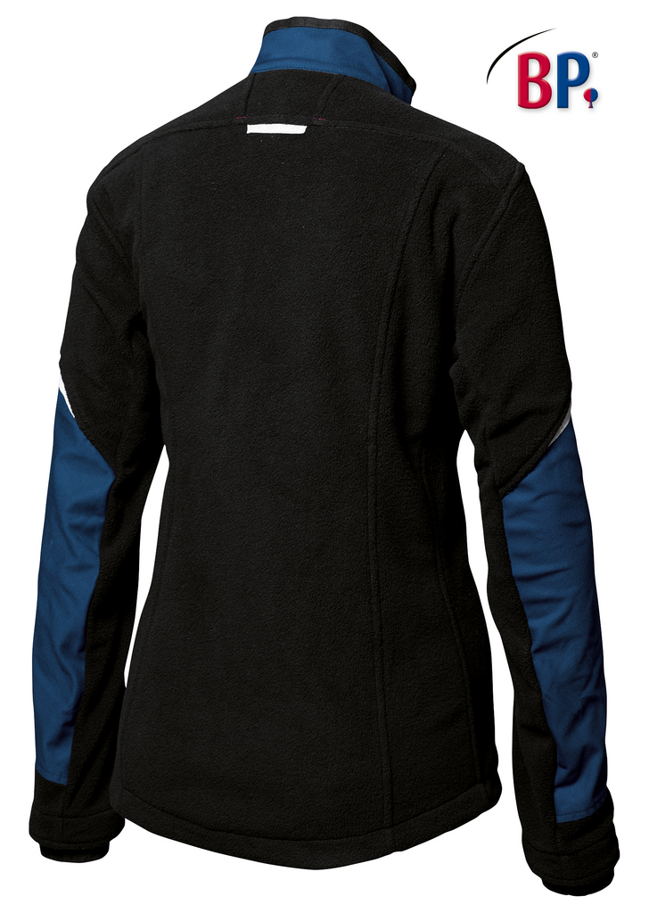 jacke, fleece, langarm, schwarz, blau