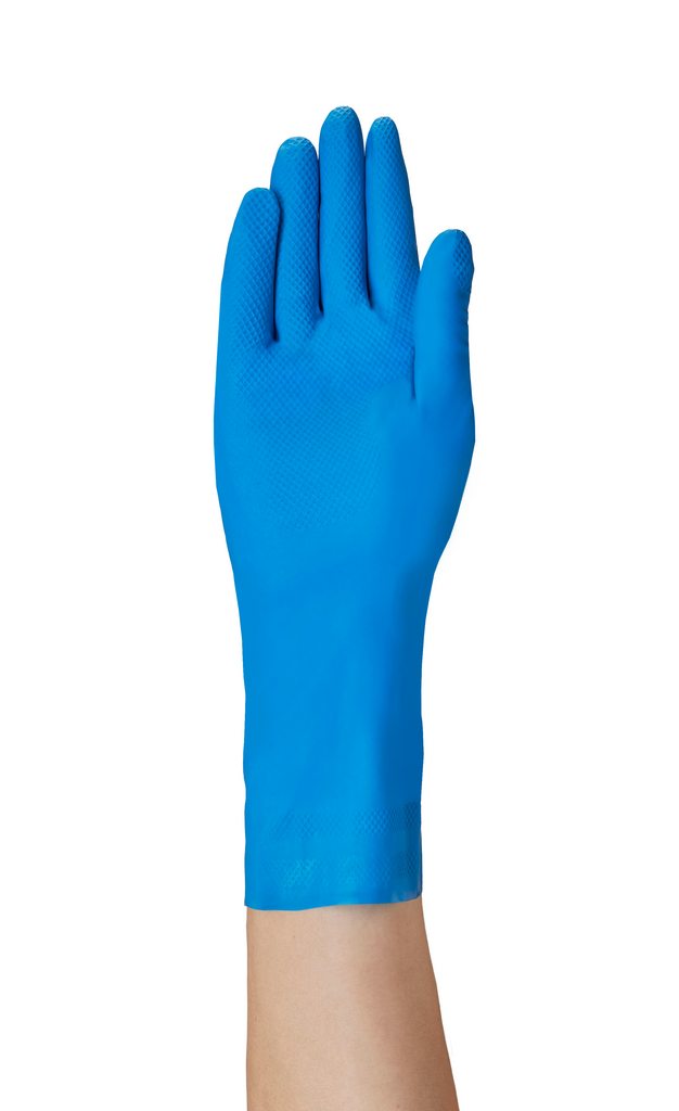 Gummi-Handschuh, Schutzhandschuh, Einmalhandschuh, Blau, Kleidung