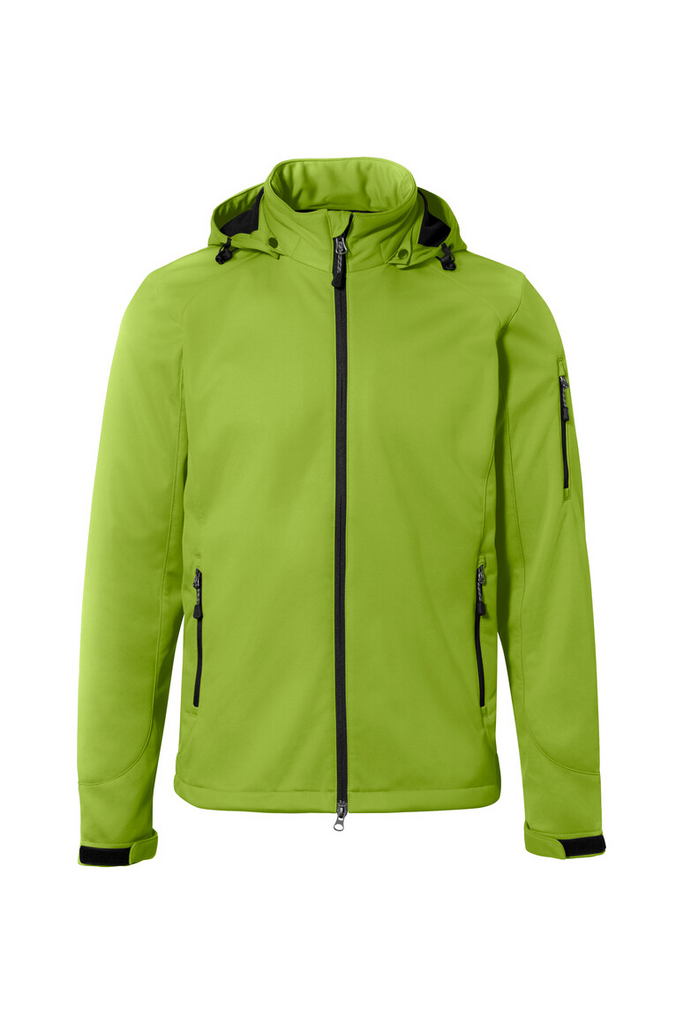 Regenjacke, Softshell, Lime-Grün, Frontreißverschluss, Kapuzenjacke