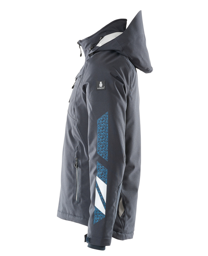 winterjacke, softshell, kapuzenjacke, blau akzente, Reißverschluss Tasche