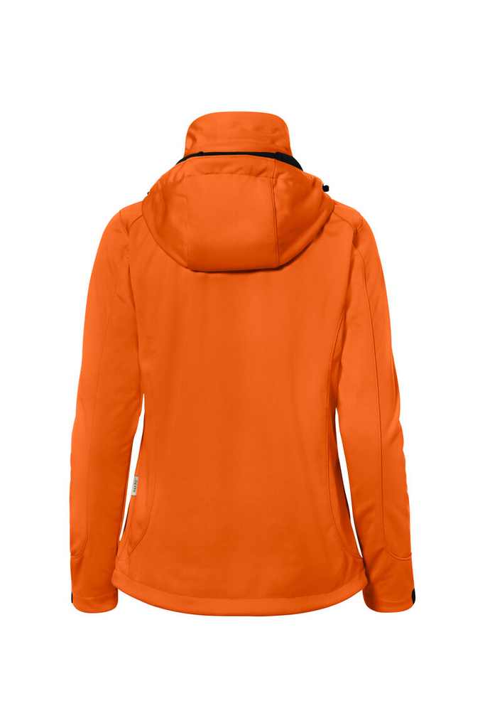 jacke, kapuze, orange, softshell, rücken