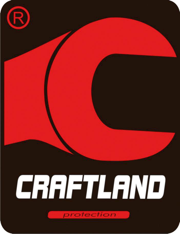 logo, craftland, protección, rojo, marrón-fondo