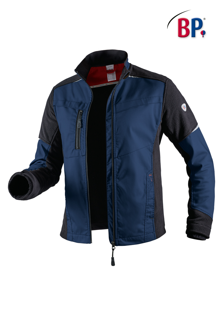 jacke, softshell, blau, reissverschluss, taschen