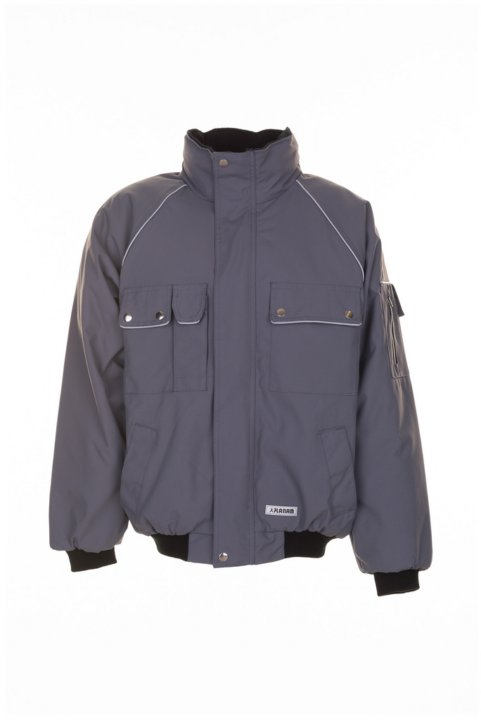 jacke, puffer, fronttaschen, reissverschluss, dunkelgrau