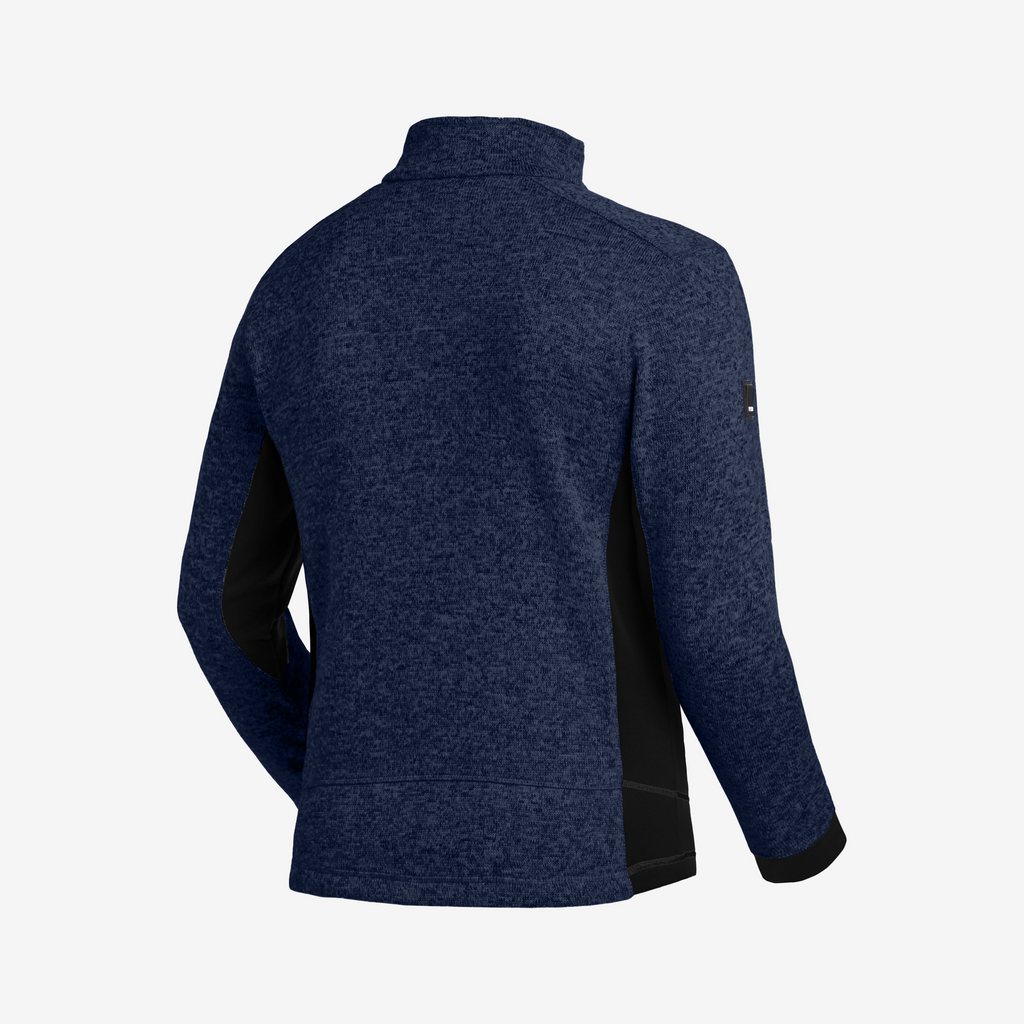 Fleece-Jacke, Blaues Meliert, Langarm, Slim Fit, Rückenansicht