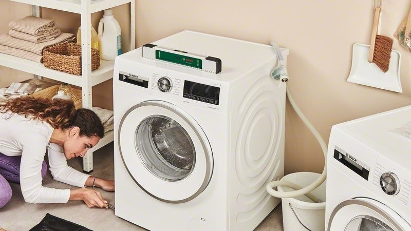 Waschmaschine, Waschautomat, Frontlader, Weiße Waschmaschine, Bodenstehend