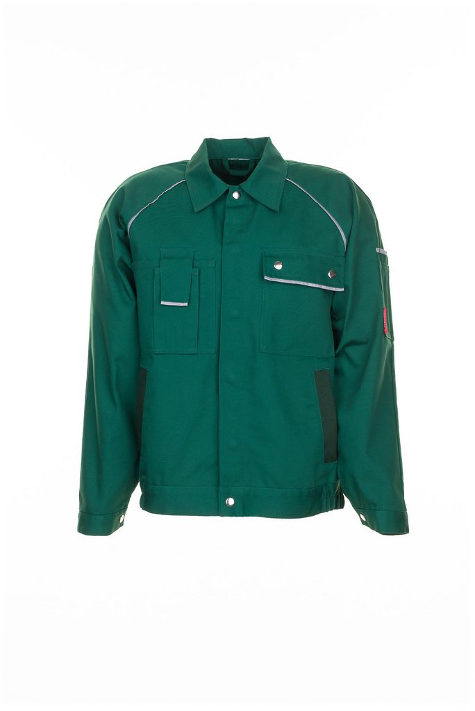Arbeitsjacke, Grün, Fronttaschen, Reißverschluss, Knöpfe