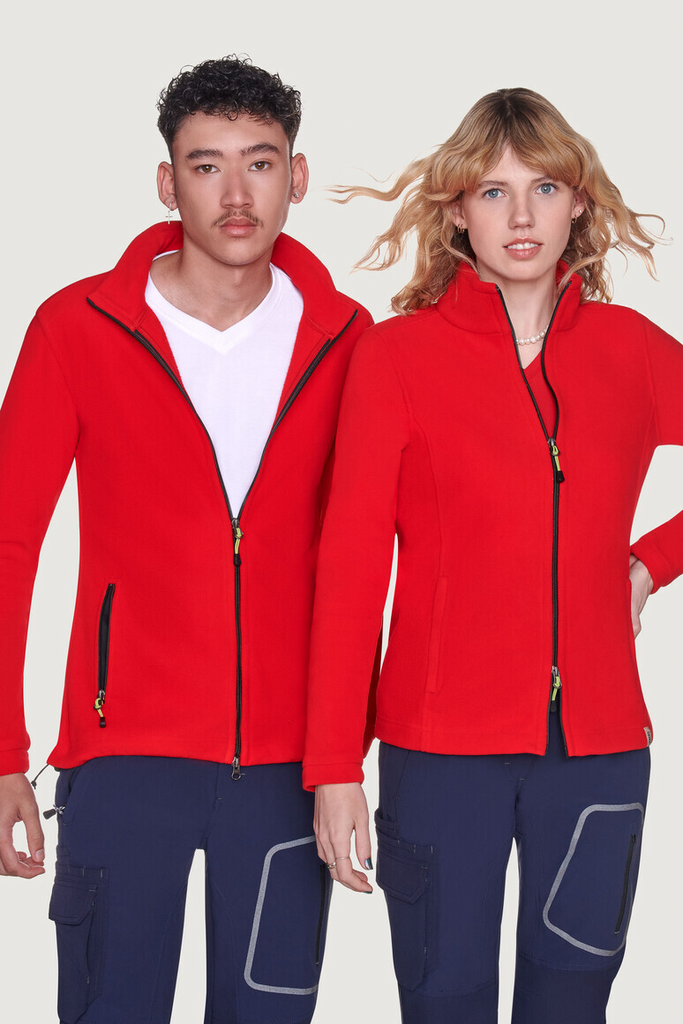 rot Fleece, Reißverschlussjacke, Unisex-Jacken, Vorne Zipper, Taschen