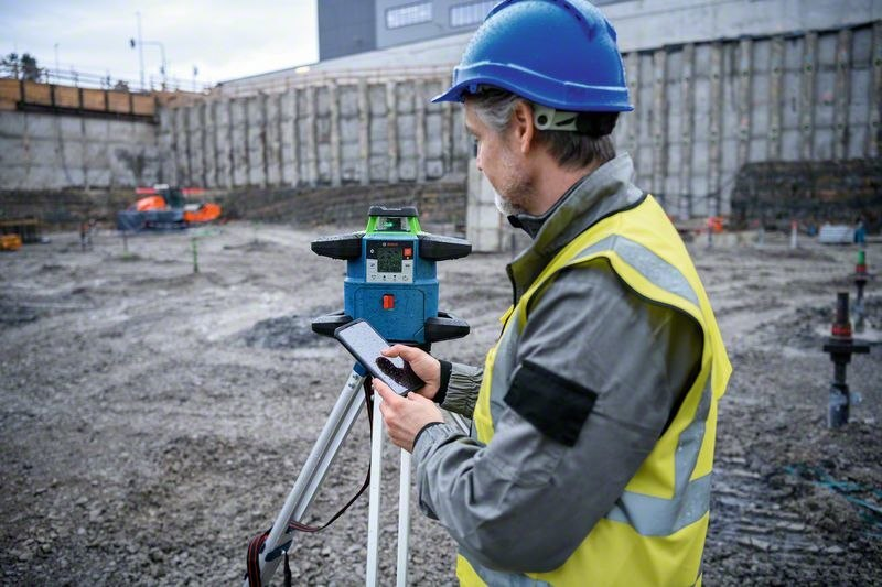 Baustelle, Vermessung, Geodreieck, Bohrgerät, Sicherheitshelm