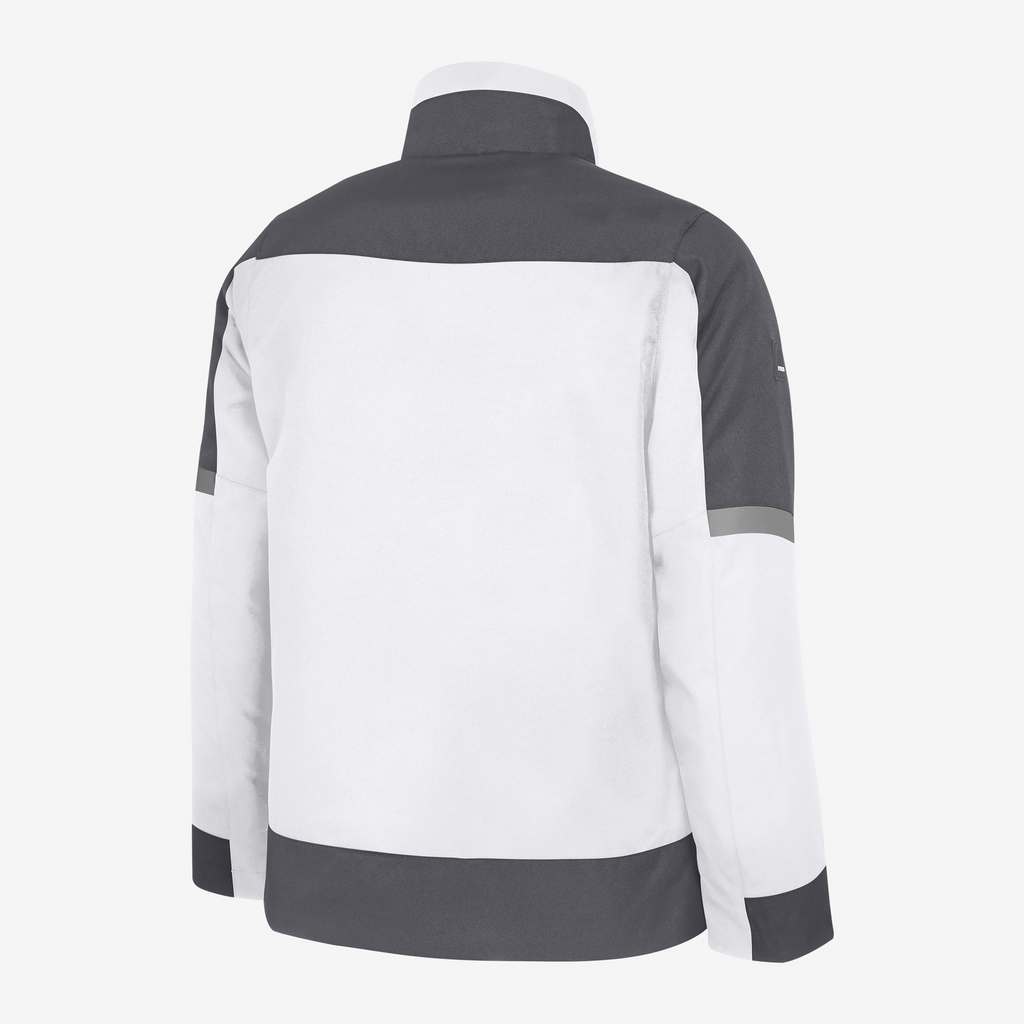 jacke, softshell, colorblock, grau, roter akzent