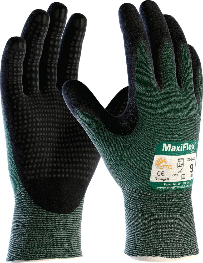 Nitrile gloves, Rubber gloves, size label, green black, anti-slip gloves