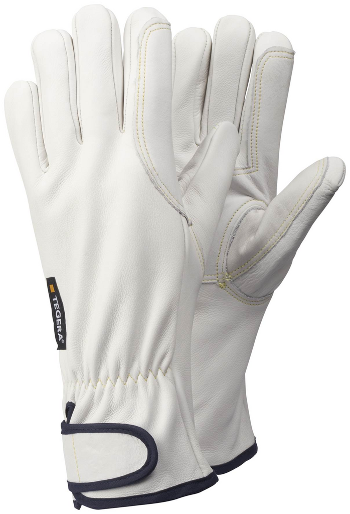 Lederhandschuhe, weiß, Gantestärke, Klettverschluss, Nähte