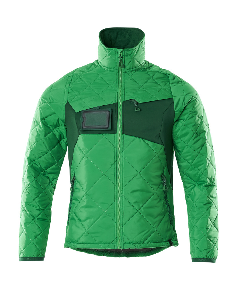 quilted jacket, grüner mantel, reißverschluss, fronttasche, gedichtete jacke