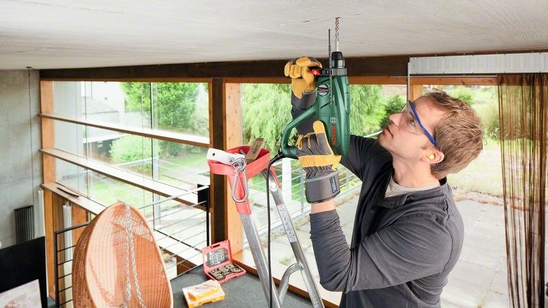 Bohrmaschine, Schraubenzieher, Wandmontage, Baumarkt, Arbeitsbrille