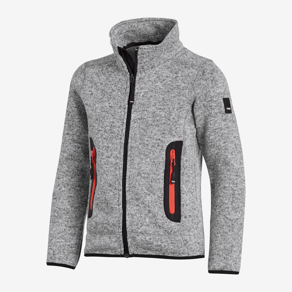 Fleecejacke, Grau, Reißverschluss, Seitentaschen, Kragen