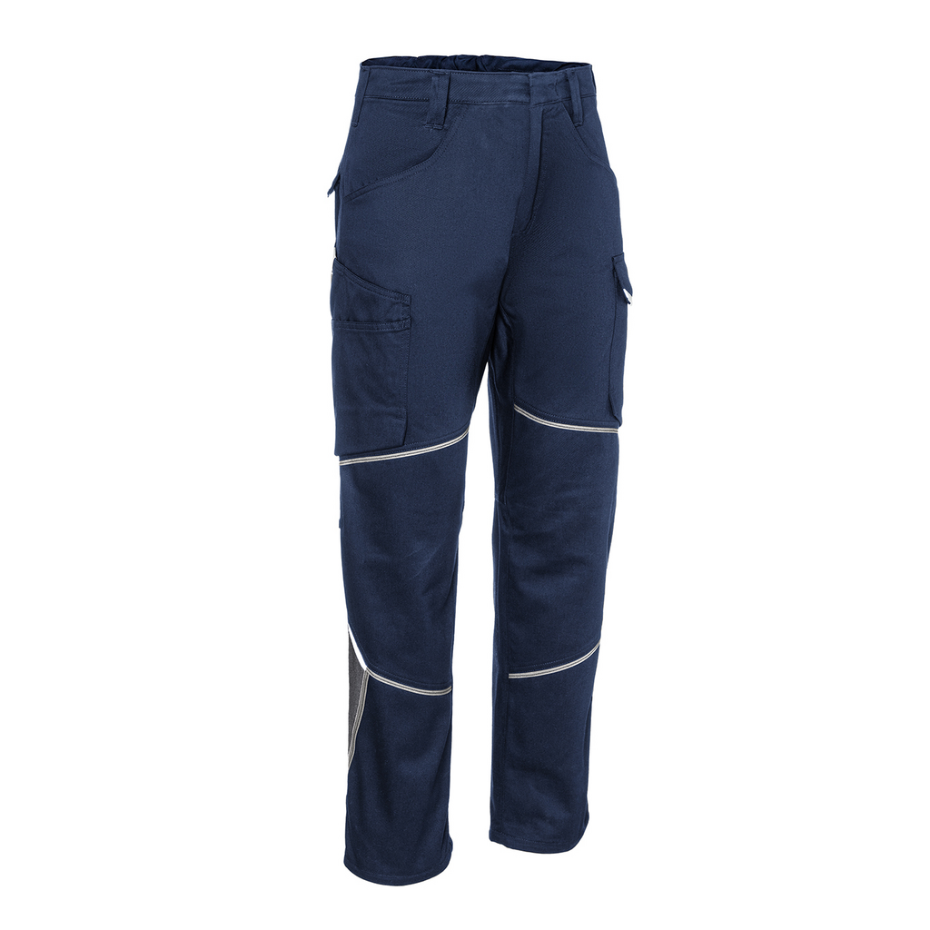 Arbeitshose, Cargo-Hose, Navy, Knie-Patches, Reflektorstreifen