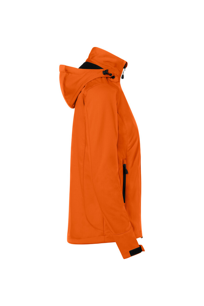 jacke, anorak, orange, hoher kragen, kapuze