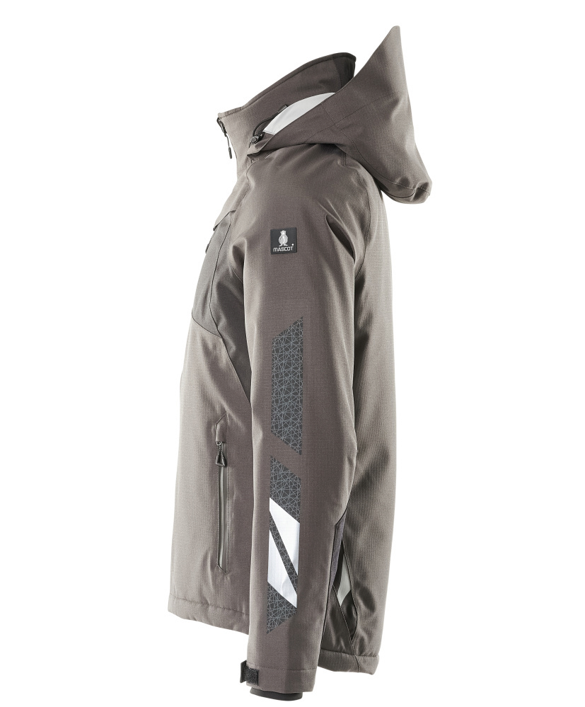 Hardshelljacke, Kapuzenjacke, Softshell-Optik, Reißverschlusstasche, Geometrisches Muster