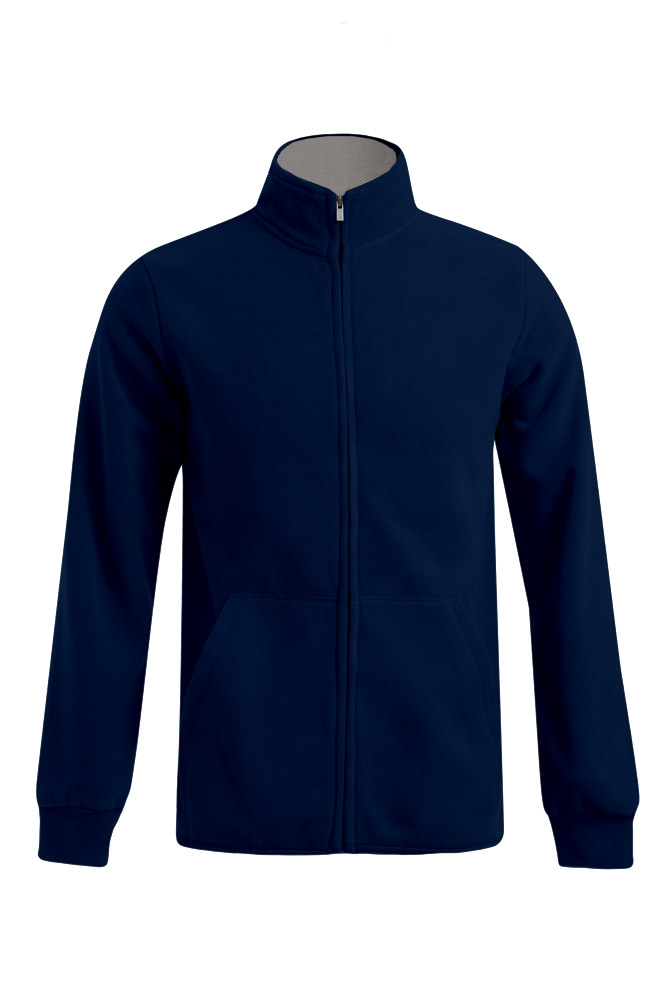 dunkelblau, Reißverschlussjacke, Voll-Reißverschluss, Taschenjacke, Stehkragen oder Kragen